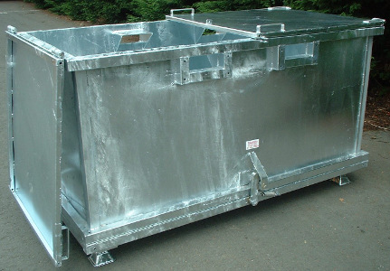 Drop Bottom Skip Bin heavy duty in galvanized finish