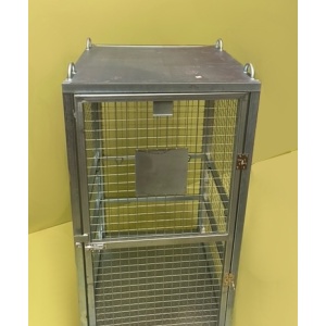 Gas Bottle Mesh Cage - Closed With Bottles and Crane Hooks In Use - Sheet Roof Shown