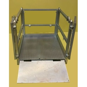Galvanised Gas Cylinder Transport Cage - Empty, Straight on, Ramp Down